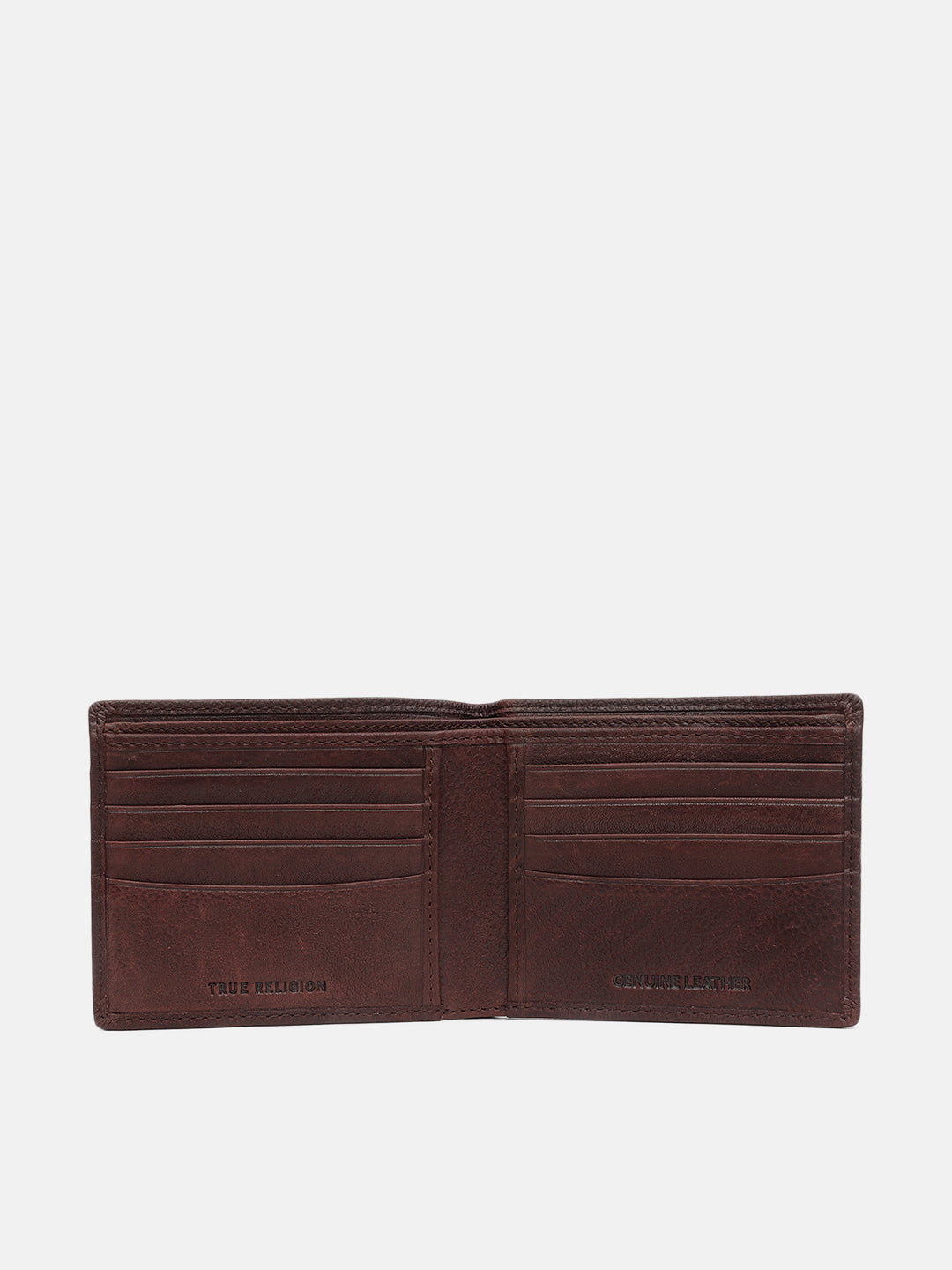 True Religion Men Brown Textured Bi-Fold Wallet