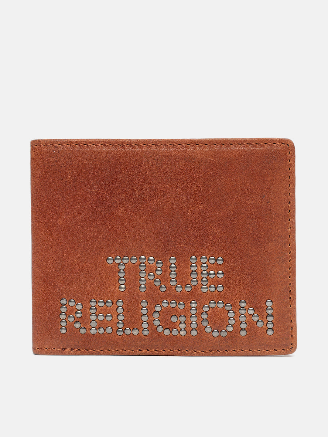 True Religion Men Brown Solid Bi-Fold Wallet