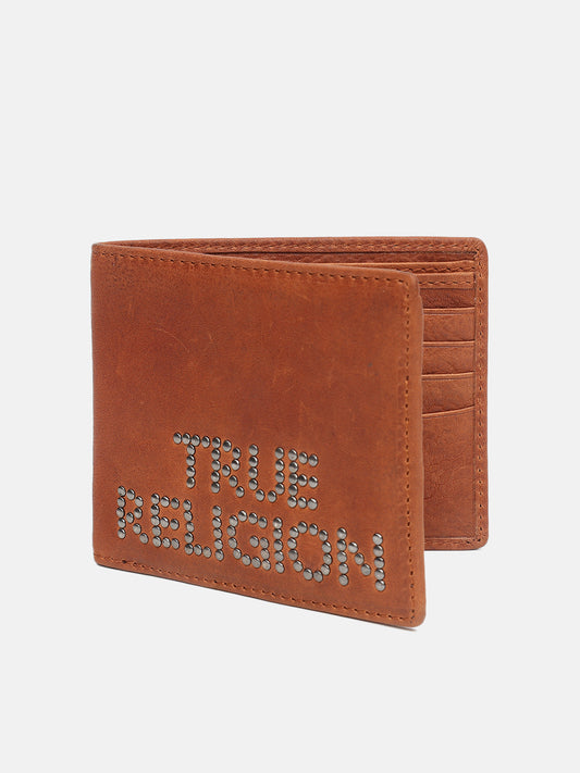 True Religion Men Brown Solid Bi-Fold Wallet