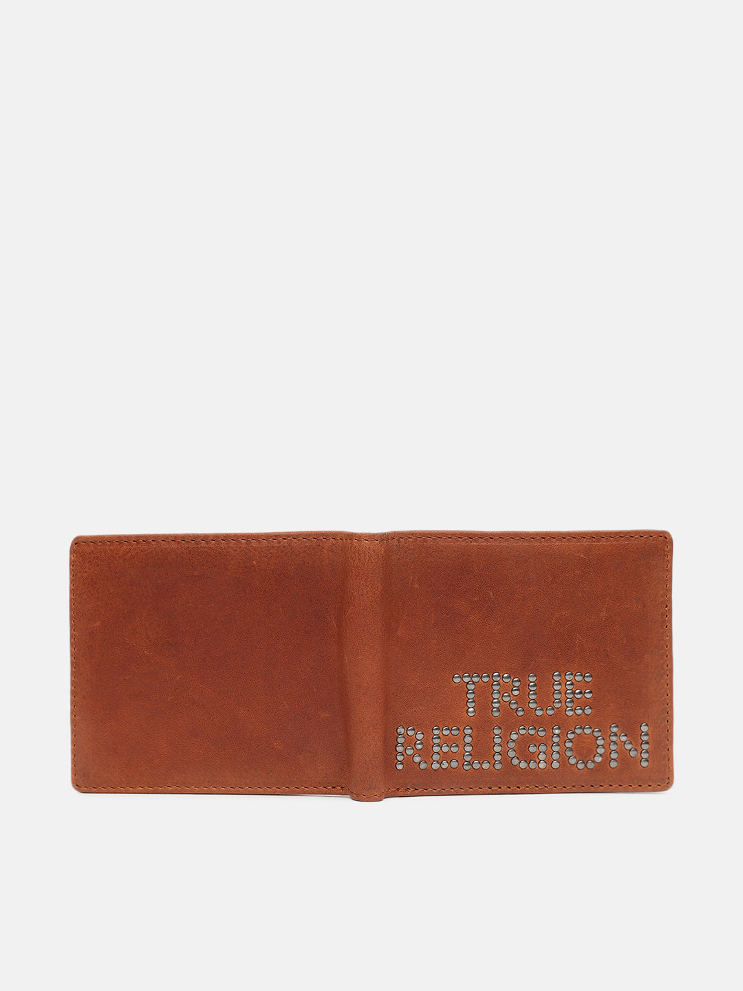 True Religion Men Brown Solid Bi-Fold Wallet