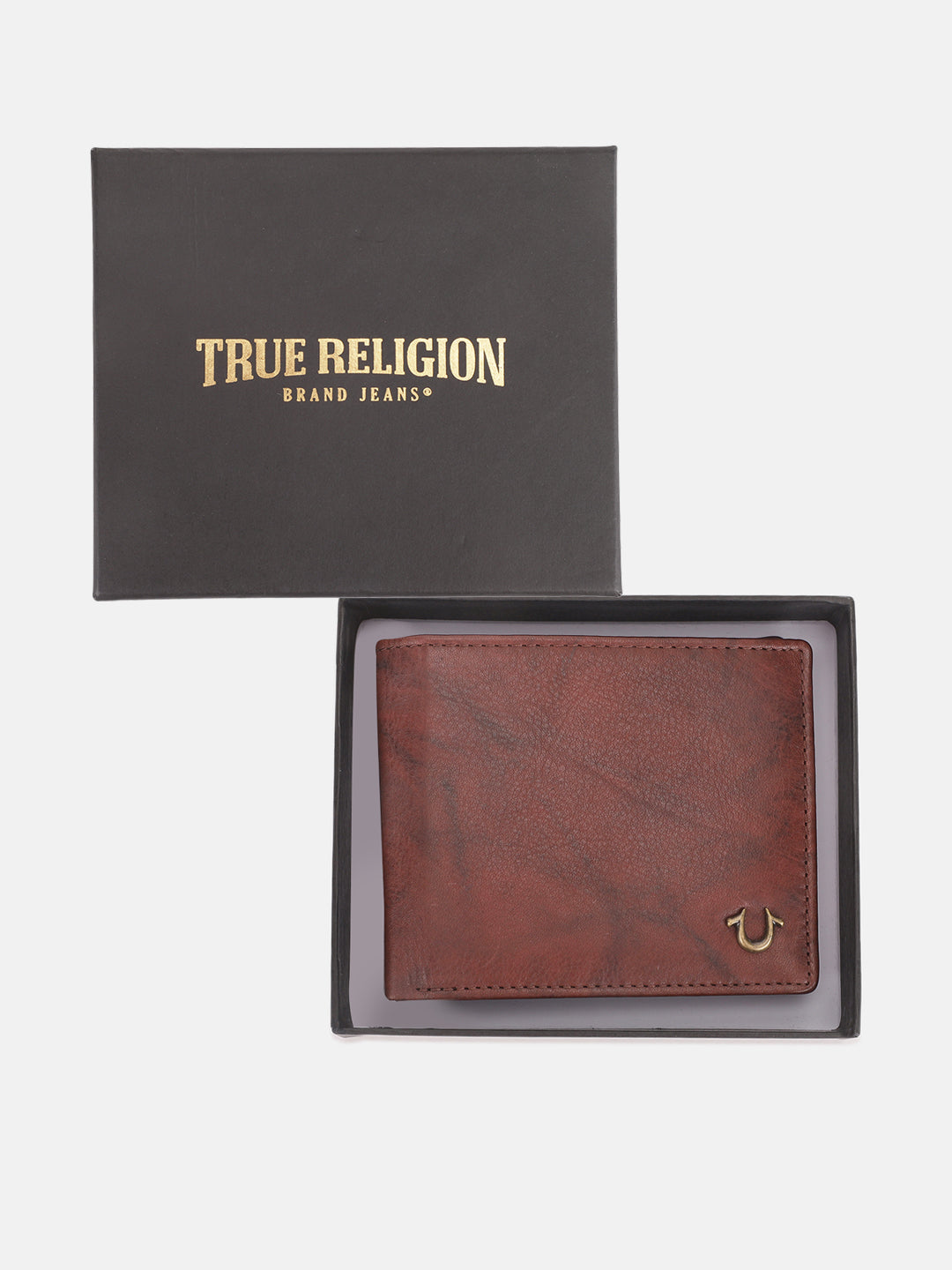 True Religion Men Brown Solid Bi-Fold Wallet