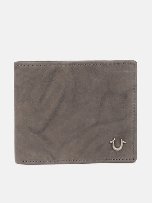 True Religion Men Grey Solid Bi-Fold Wallet