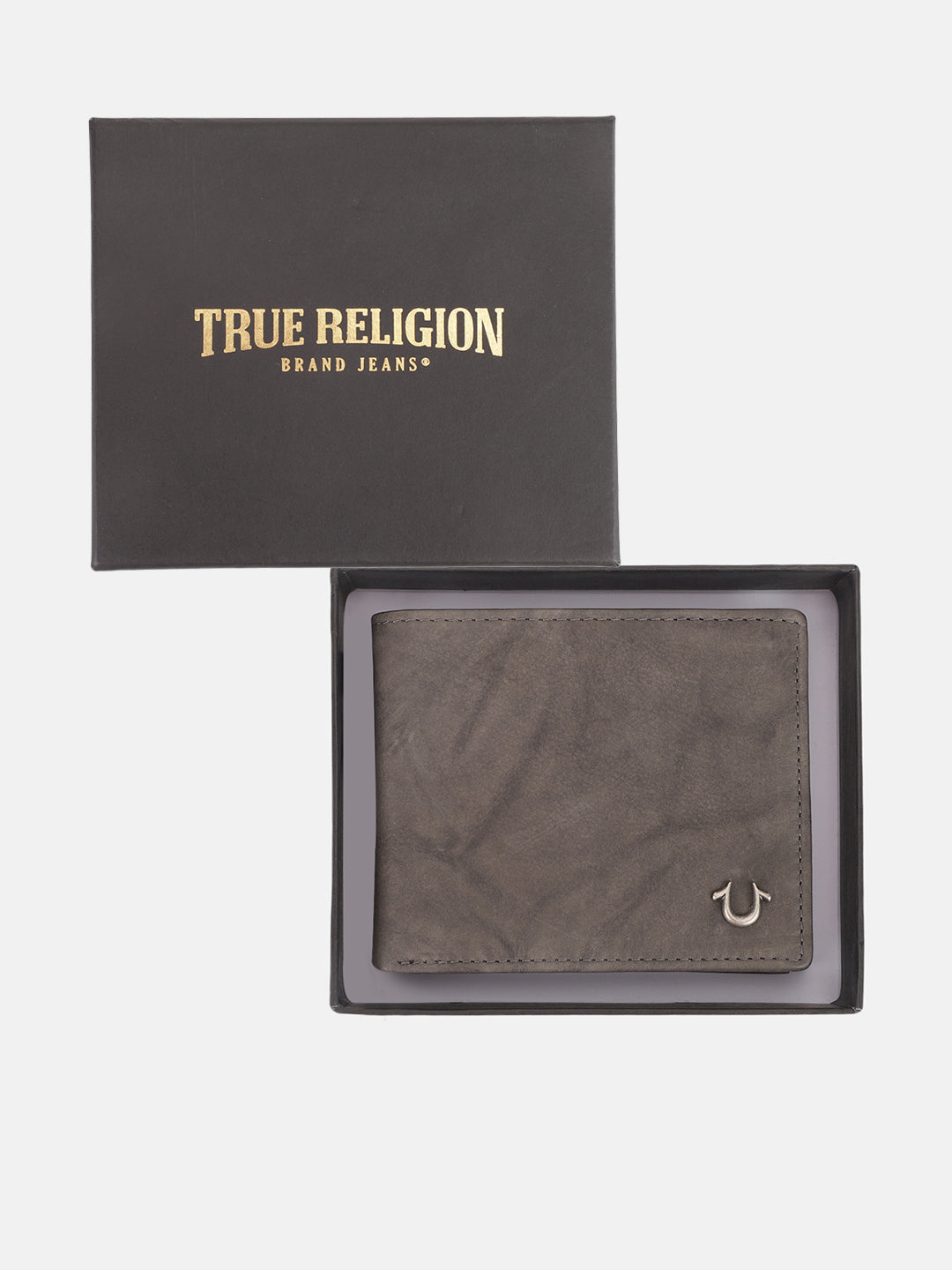 True Religion Men Grey Solid Bi-Fold Wallet