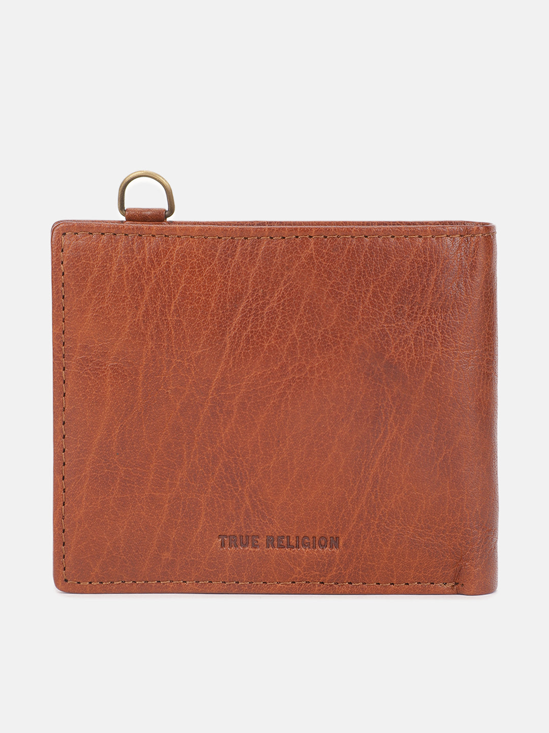 True Religion Men Brown Textured Bi-Fold Wallet