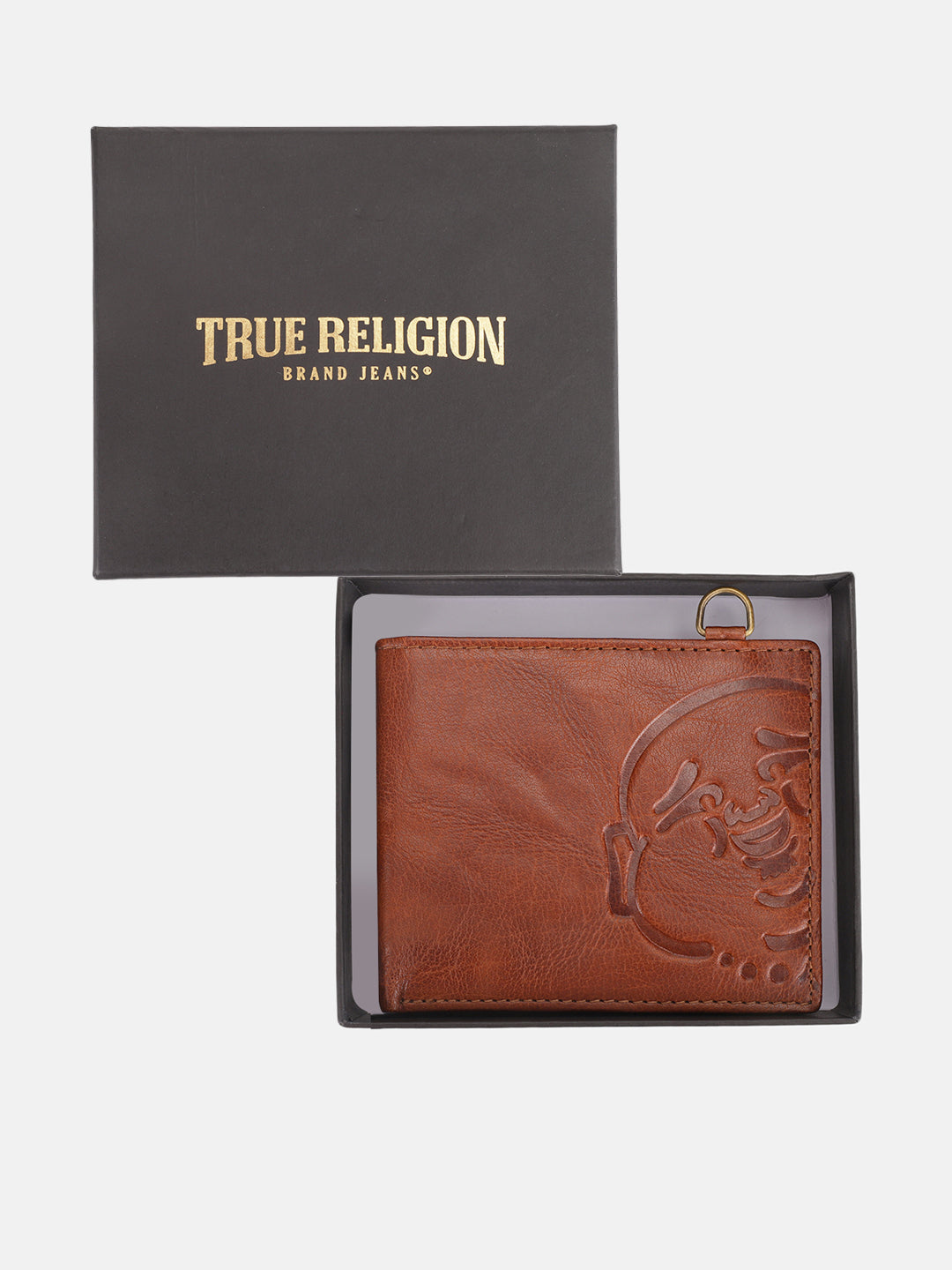 True Religion Men Brown Textured Bi-Fold Wallet