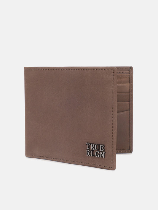 True Religion Men Brown Solid Bi-Fold Wallet