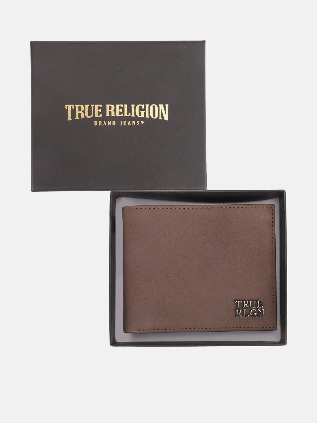 True Religion Men Brown Solid Bi-Fold Wallet