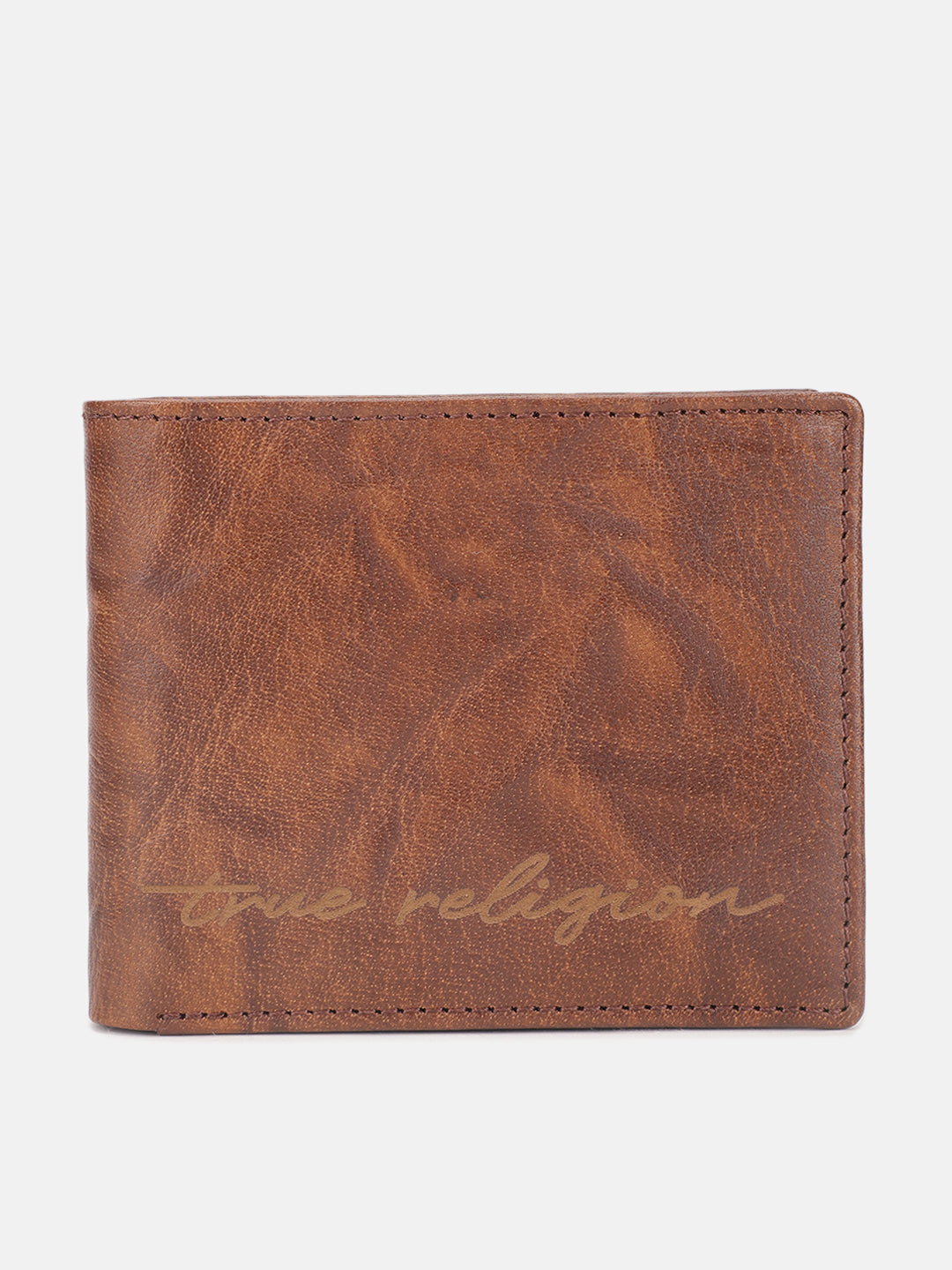 True Religion Men Brown Solid Bi-Fold Wallet