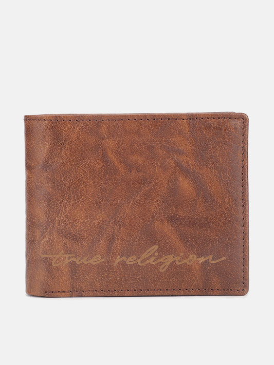 True Religion Men Brown Solid Bi-Fold Wallet