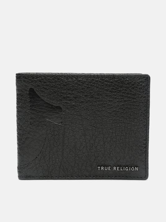 True Religion Men Black Textured Bi-Fold Wallet