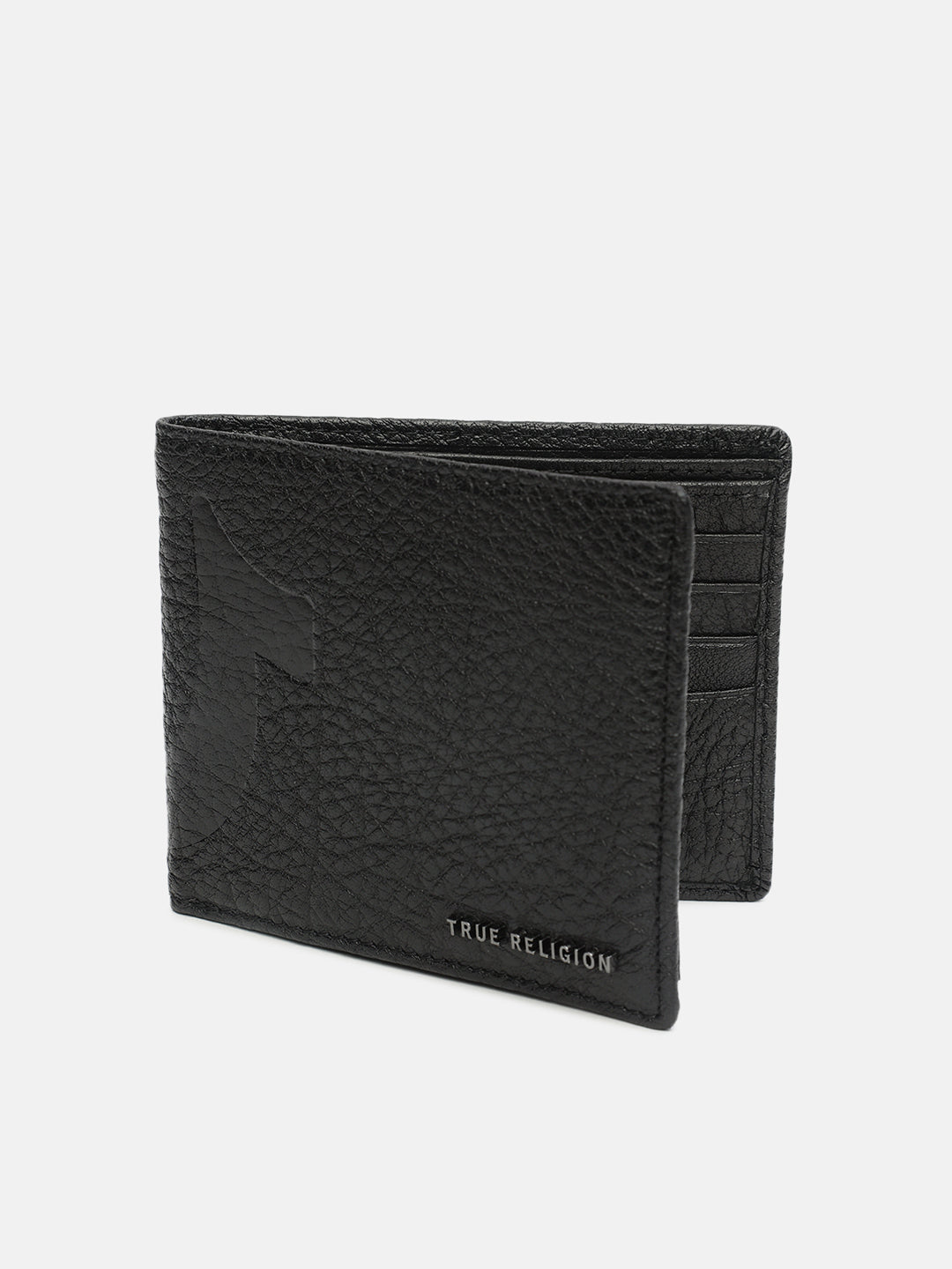 True Religion Men Black Textured Bi-Fold Wallet