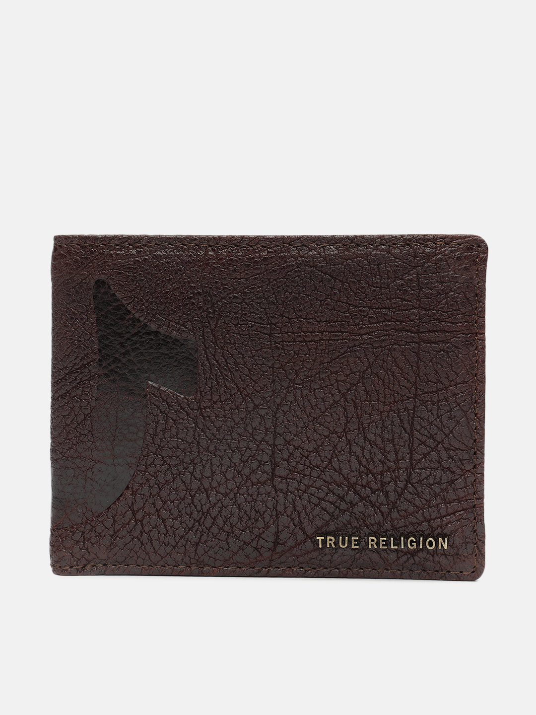 True Religion Men Brown Textured Bi-Fold Wallet