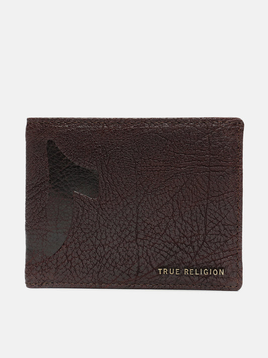 True Religion Men Brown Textured Bi-Fold Wallet