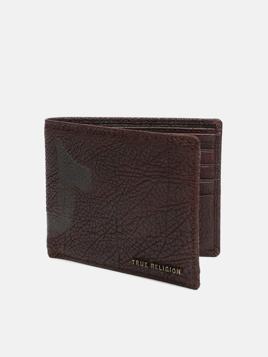 True Religion Men Brown Textured Bi-Fold Wallet