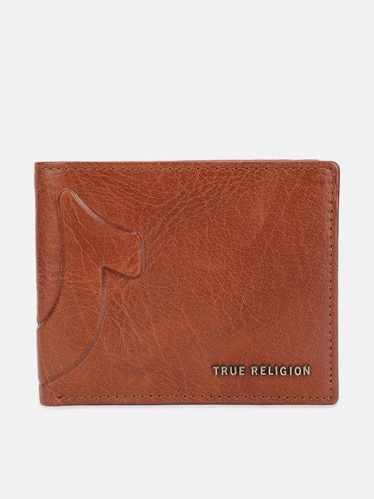 True Religion Men Brown Textured Bi-Fold Wallet