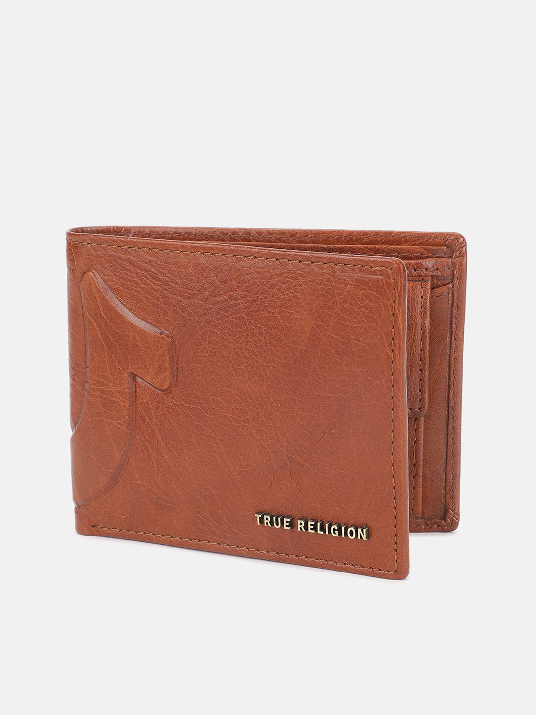 True Religion Men Brown Textured Bi-Fold Wallet