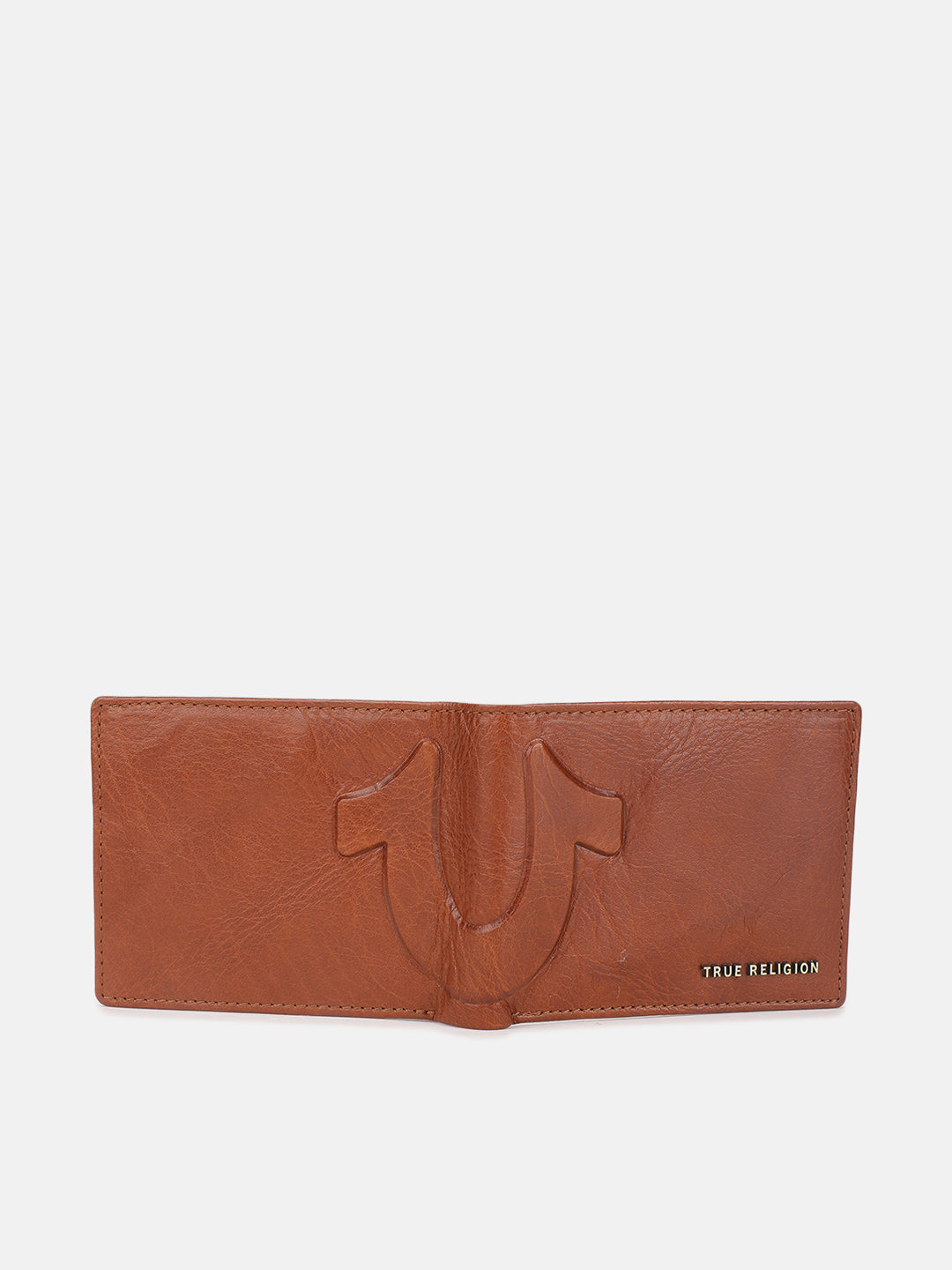 True Religion Men Brown Textured Bi-Fold Wallet