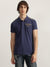 True Religion Men Blue Solid Polo Neck Short Sleeves T-Shirt