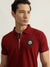 True Religion Men Red Solid Polo Collar Short Sleeves T-Shirt