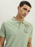 True Religion Men Green Solid Polo Collar Short Sleeves Polo T-Shirt