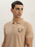 True Religion Men Beige Solid Polo Collar Short Sleeves Polo T-Shirt