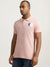 True Religion Men Pink Solid Collared Short Sleeves Polo T-Shirt