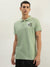 True Religion Men Green Solid Polo Collar Short Sleeves Polo T-Shirt