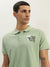 True Religion Men Green Solid Polo Collar Short Sleeves Polo T-Shirt