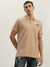 True Religion Men Beige Solid Polo Collar Short Sleeves Polo T-Shirt