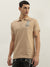 True Religion Men Beige Solid Polo Collar Short Sleeves Polo T-Shirt