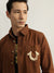 True Religion Men Brown Solid Spread Collar Full Sleeves Shirt