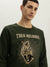 True Religion Men Green Embroidered Round Neck Full Sleeves Sweatshirt