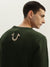 True Religion Men Green Embroidered Round Neck Full Sleeves Sweatshirt