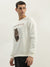 True Religion Men White Embroidered Round Neck Full Sleeves Sweatshirt