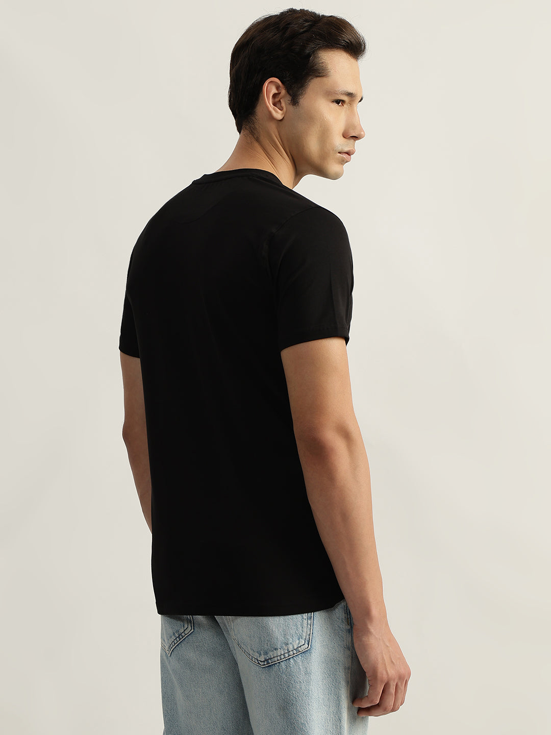 True Religion Men Black Solid Round Neck Short Sleeves T-Shirt