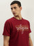 True Religion Men Red Printed Round Neck Short Sleeves T-Shirt