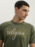 True Religion Men Green Printed Round Neck Short Sleeves T-Shirt