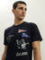 True Religion Men Navy Blue Printed Round Neck Short Sleeves T-Shirt