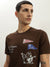 True Religion Men Brown Printed Round Neck Short Sleeves T-Shirt