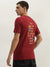 True Religion Men Red Printed Round Neck Short Sleeves T-Shirt