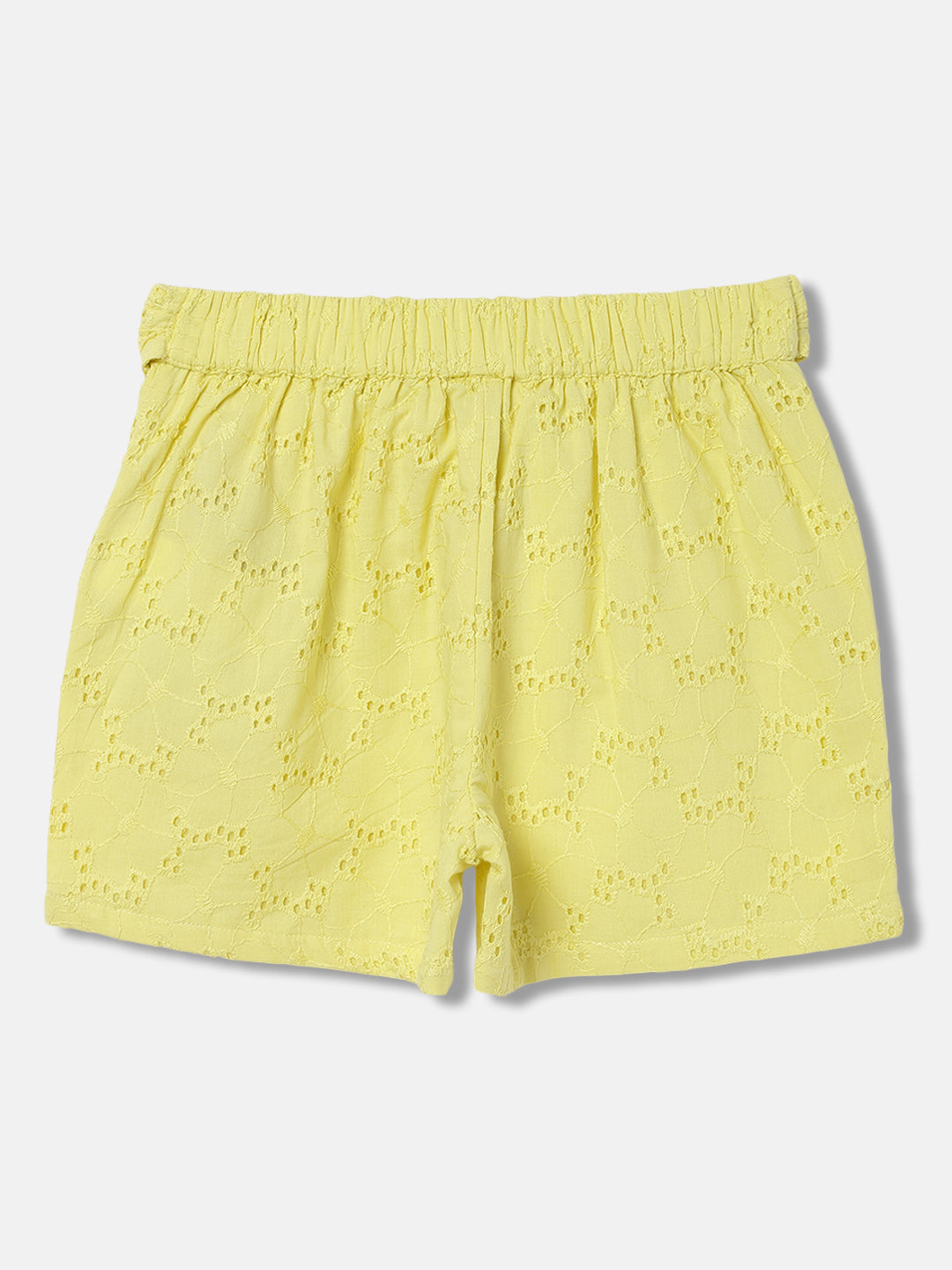 Elle Girls Yellow Self-Design Relaxed Fit Shorts