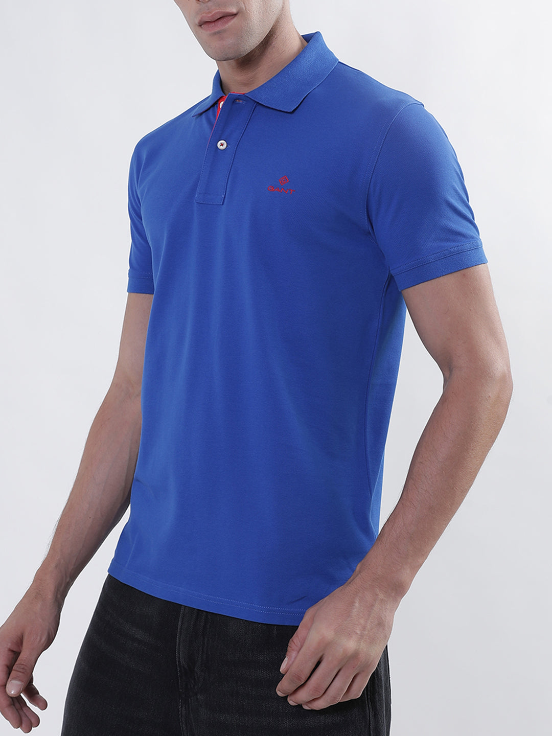 Gant Blue Contrast Pique Slim Fit Polo T-Shirt