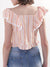 Elle Women Multi Striped Square Neck Top