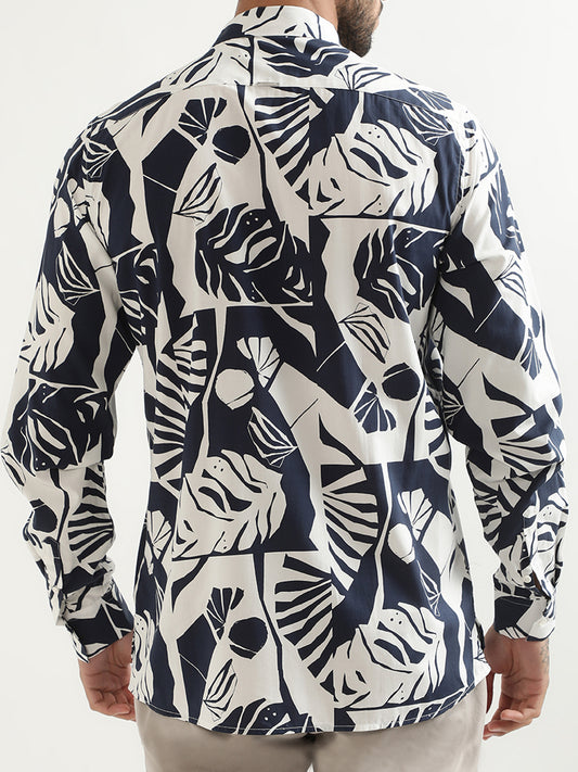 Antony Morato Blue Printed Regular Fit Shirt