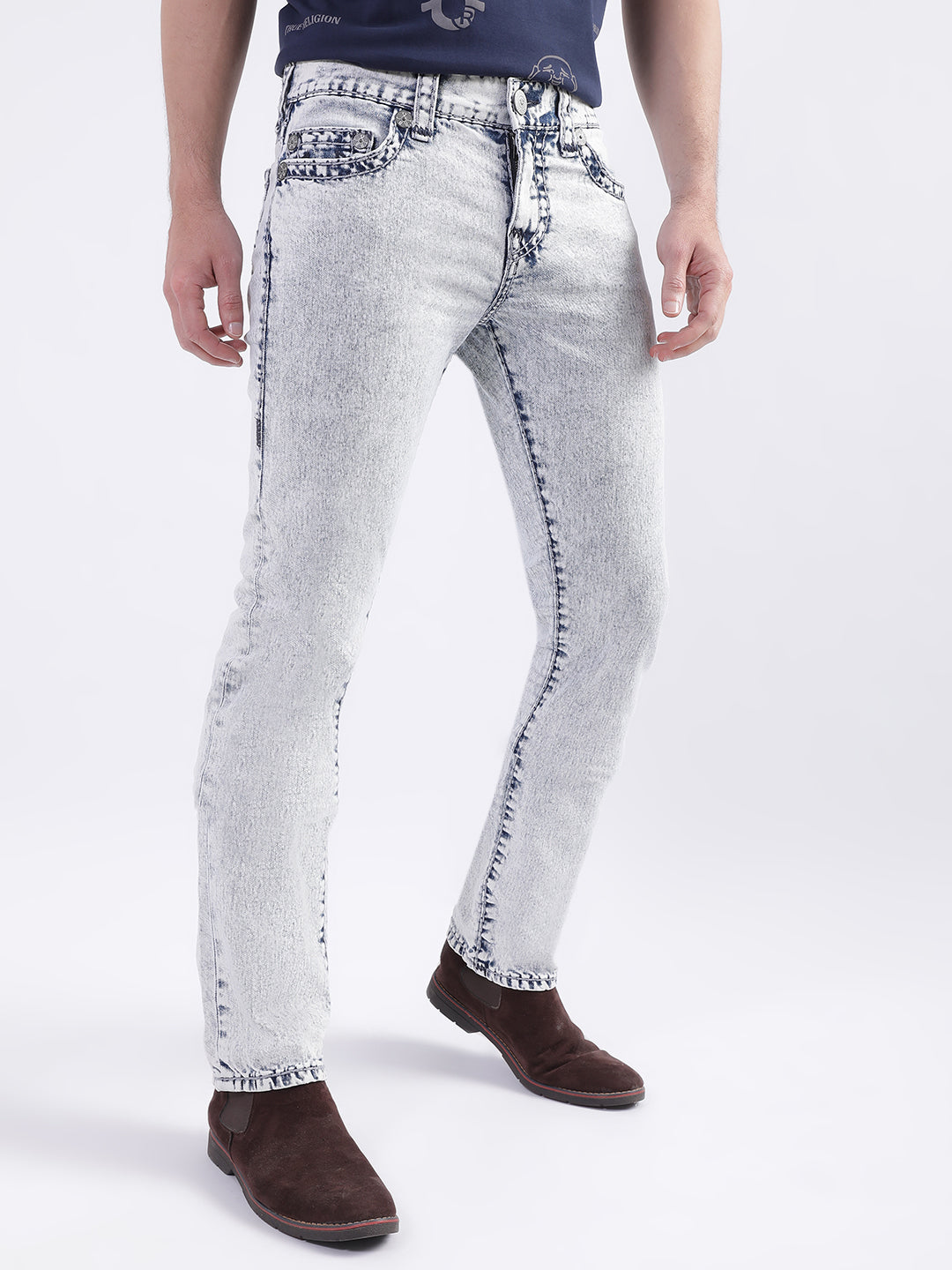 True Religion Men Straight Fit Heavy Fade Jeans