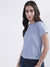 Iconic Women Blue Solid Round Neck Top