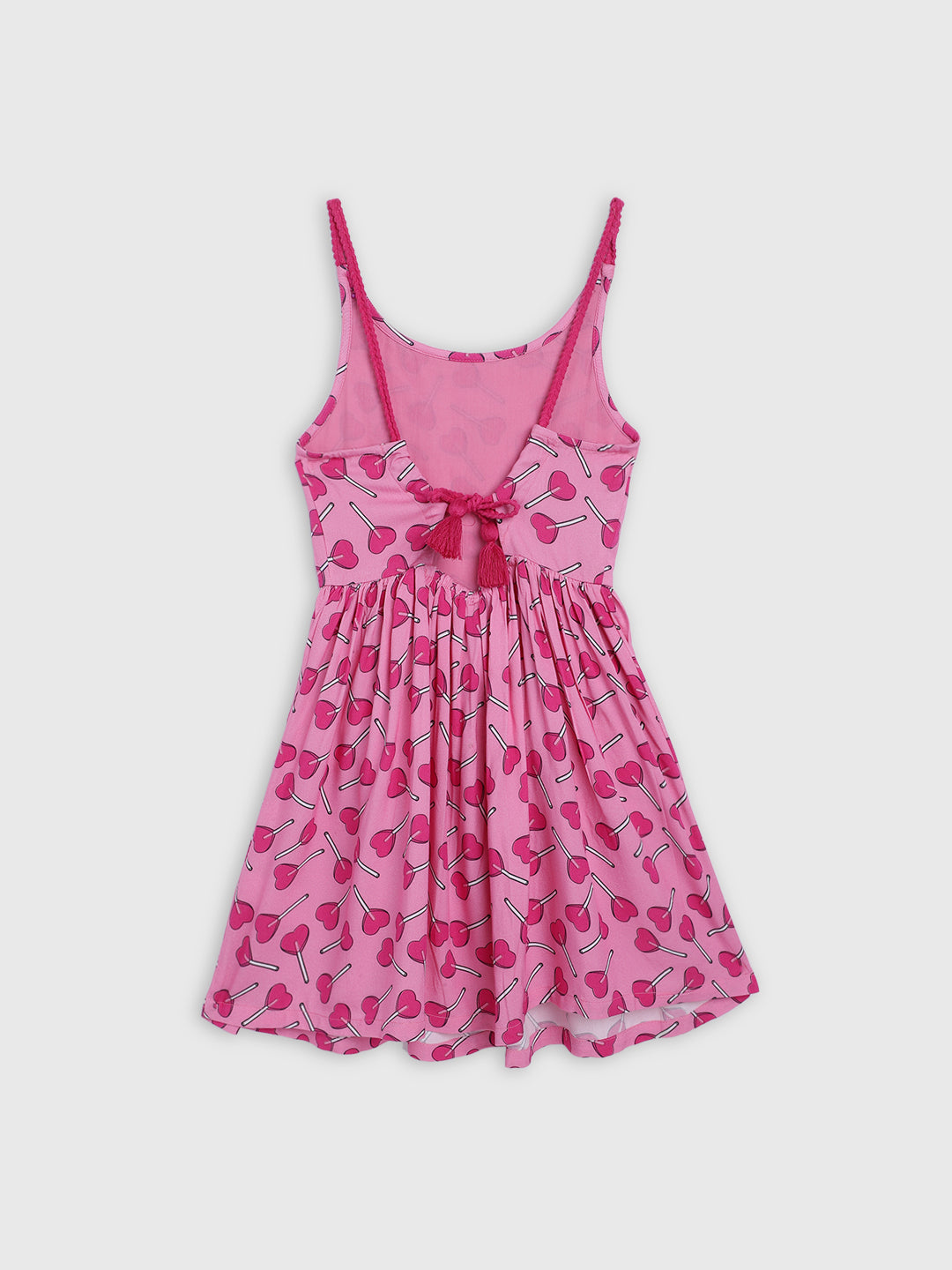 Elle Kids Girls Pink Printed Round Neck Dress