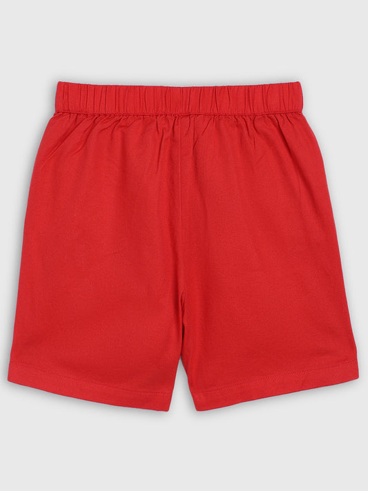 Blue Giraffe Girls Red Solid Regular Fit Shorts