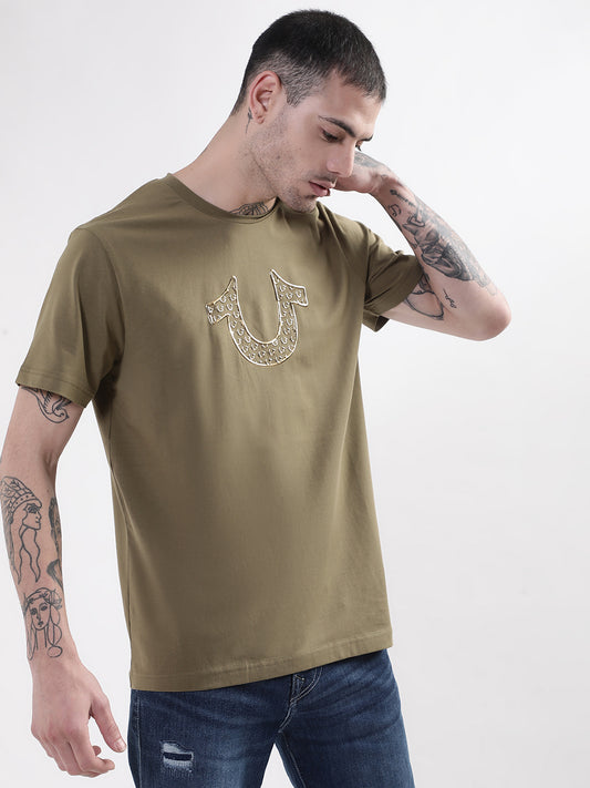 True Religion Olive HD Logo Regular Fit T-Shirt