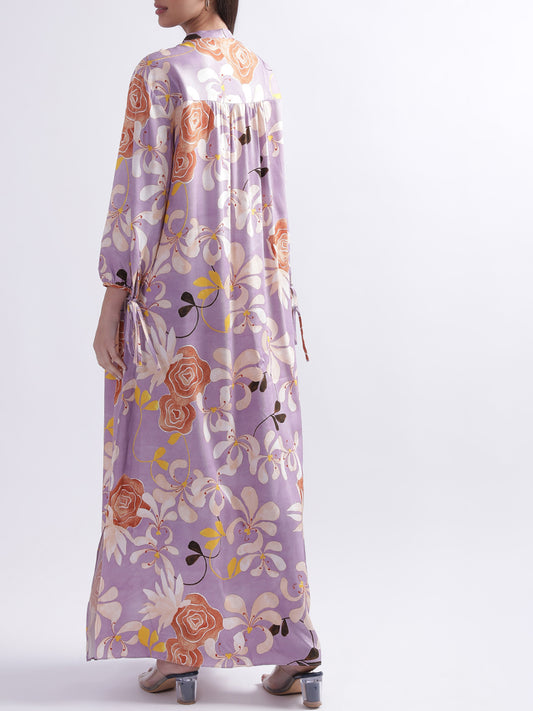 Gant Floral Print Tie-Up Neck Maxi Dress